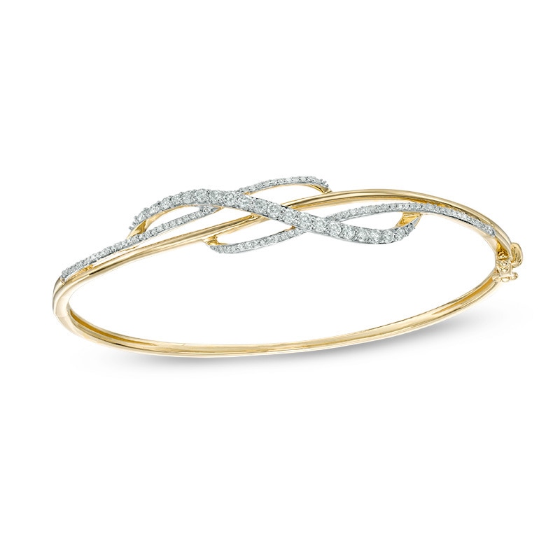 Main Image 1 of Previously Owned - 1 CT. T.W. Diamond Crossover Bangle in 10K Gold