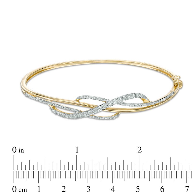 Main Image 2 of Previously Owned - 1 CT. T.W. Diamond Crossover Bangle in 10K Gold