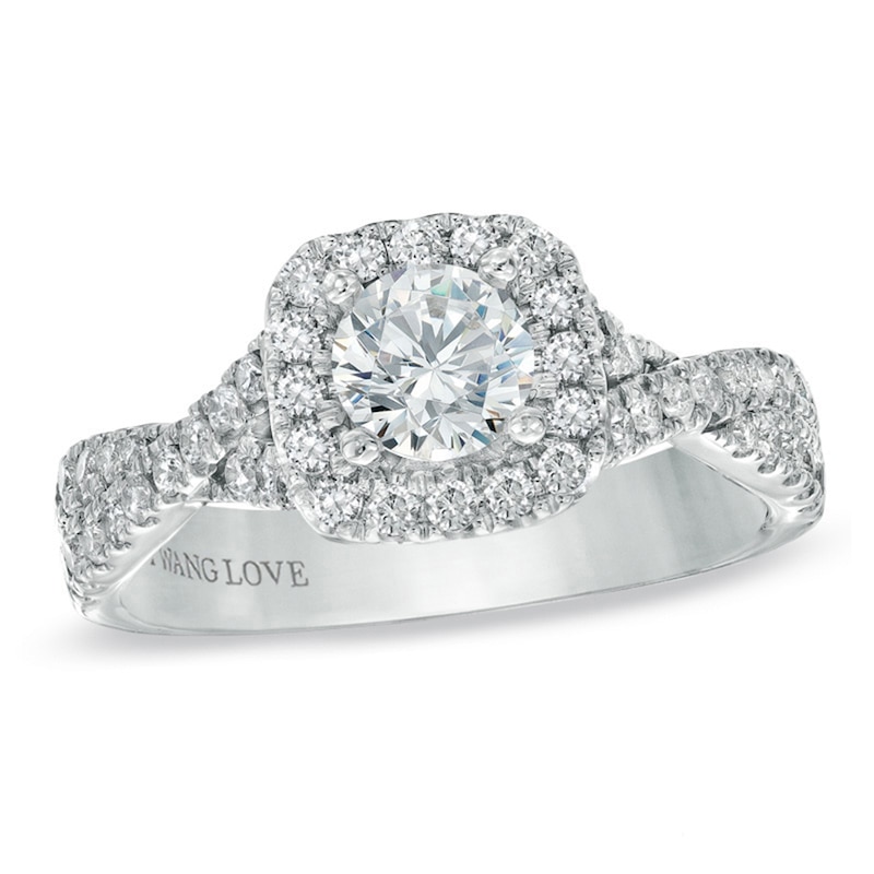 Previously Owned - Vera Wang Love Collection 1 CT. T.W. Diamond Frame Engagement Ring in 14K White Gold