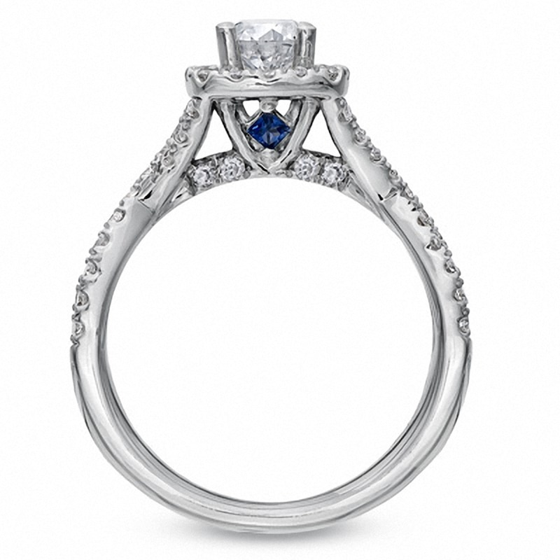 Previously Owned - Vera Wang Love Collection 1 CT. T.W. Diamond Frame Engagement Ring in 14K White Gold