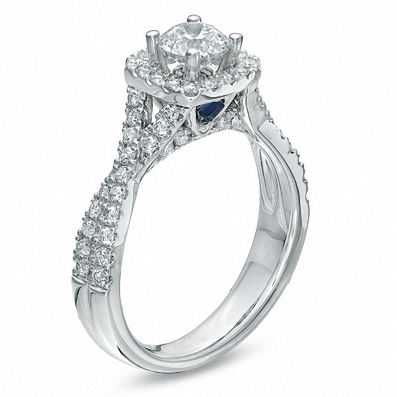 Previously Owned - Vera Wang Love Collection 1 CT. T.W. Diamond Frame Engagement Ring in 14K White Gold