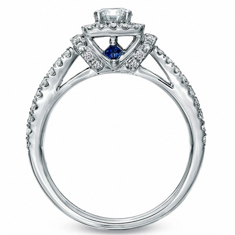 Main Image 2 of Previously Owned - Vera Wang Love Collection 1 CT. T.W. Diamond Frame Split Shank Engagement Ring in 14K White Gold
