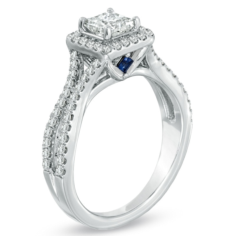 Previously Owned - Vera Wang Love Collection 1 CT. T.W. Princess-Cut Diamond Frame Engagement Ring in 14K White Gold