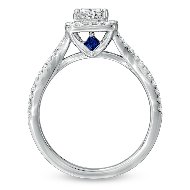 Previously Owned - Vera Wang Love Collection 1 CT. T.W. Princess-Cut Diamond Frame Engagement Ring in 14K White Gold