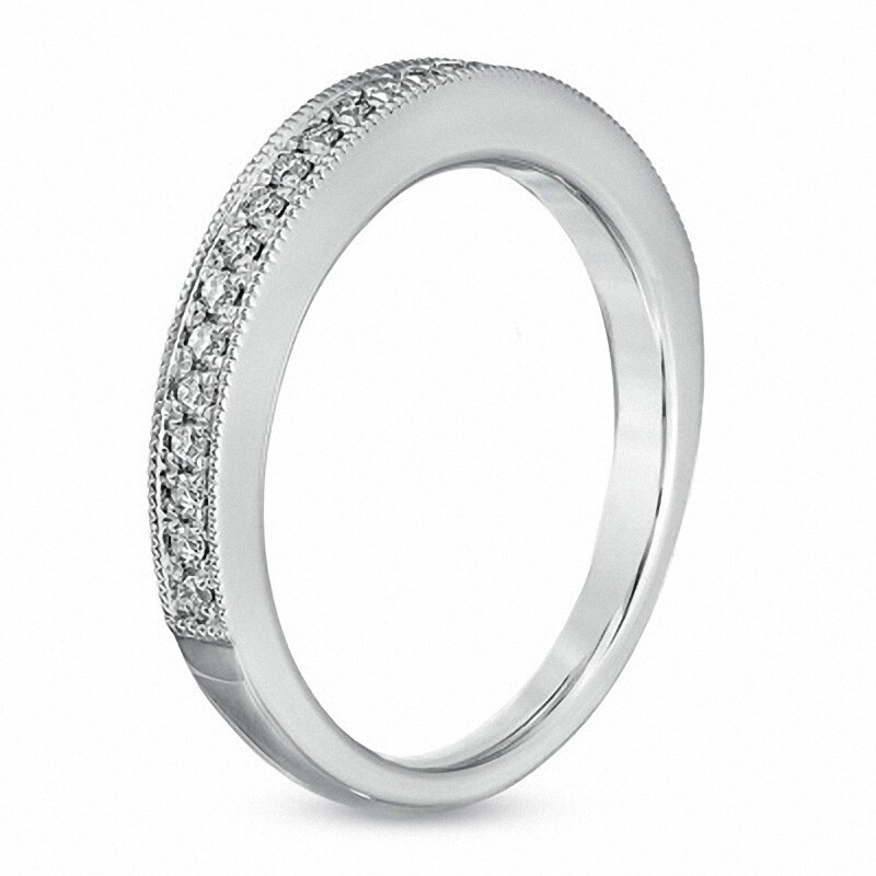 Previously Owned - Vera Wang Love Collection 1/5 CT. T.W. Diamond Milgrain Wedding Band in 14K White Gold