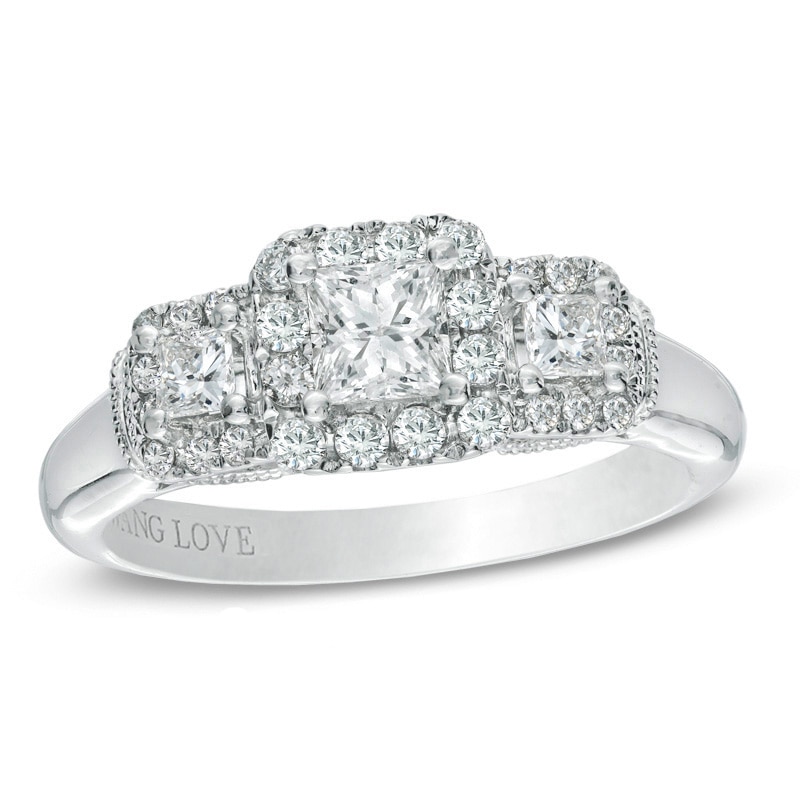 Previously Owned - Vera Wang Love Collection 3/4 CT. T.W. Princess-Cut Diamond Engagement Ring in 14K White Gold