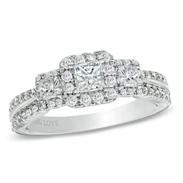 Previously Owned - Vera Wang Love Collection 1 CT. T.W. Princess-Cut Diamond Engagement Ring in 14K White Gold
