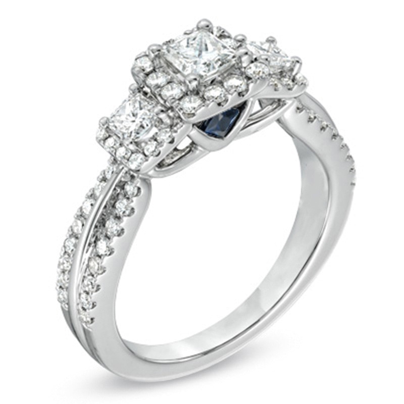Main Image 2 of Previously Owned - Vera Wang Love Collection 1 CT. T.W. Princess-Cut Diamond Engagement Ring in 14K White Gold
