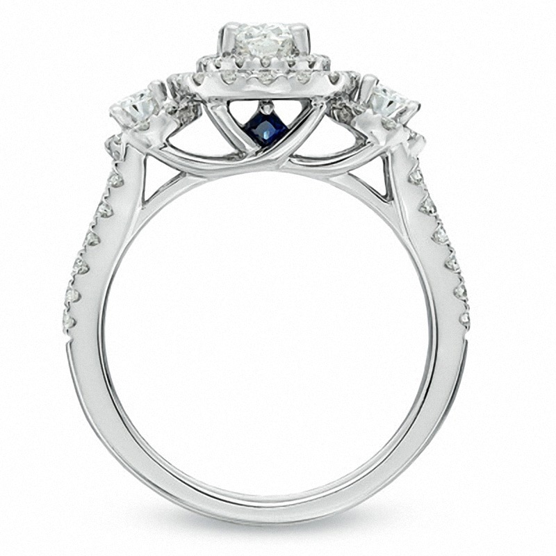 Main Image 3 of Previously Owned - Vera Wang Love Collection 1-1/2 CT. T.W. Oval Diamond Three Stone Engagement Ring in 14K White Gold