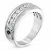 Thumbnail Image 1 of Previously Owned - Vera Wang Love Collection Men's 1 CT. T.W. Diamond and Sapphire Wedding Band in 14K White Gold
