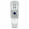 Thumbnail Image 3 of Previously Owned - Vera Wang Men's 1 CT. T.W. Diamond and Sapphire Wedding Band in 14K White Gold