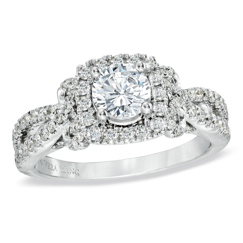 Previously Owned - Vera Wang Love Collection 1-1/2 CT. T.W. Diamond Split Shank Engagement Ring in 14K White Gold