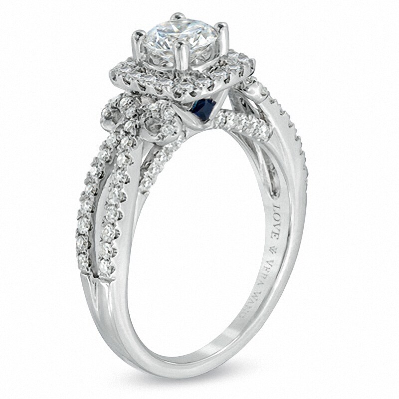 Previously Owned - Vera Wang Love Collection 1-1/2 CT. T.W. Diamond Split Shank Engagement Ring in 14K White Gold