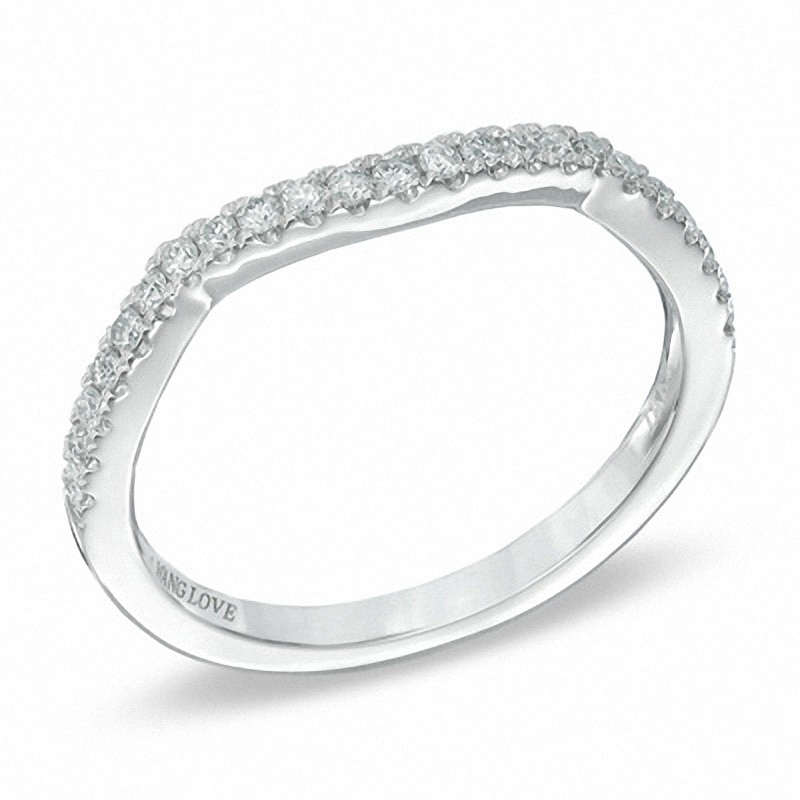 Main Image 2 of Previously Owned - Vera Wang Love Collection 1/5 CT. T.W. Diamond Ribbon Contour Wedding Band in 14K White Gold