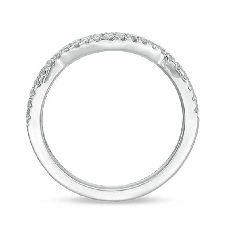 Main Image 3 of Previously Owned - Vera Wang Love Collection 1/5 CT. T.W. Diamond Ribbon Contour Wedding Band in 14K White Gold