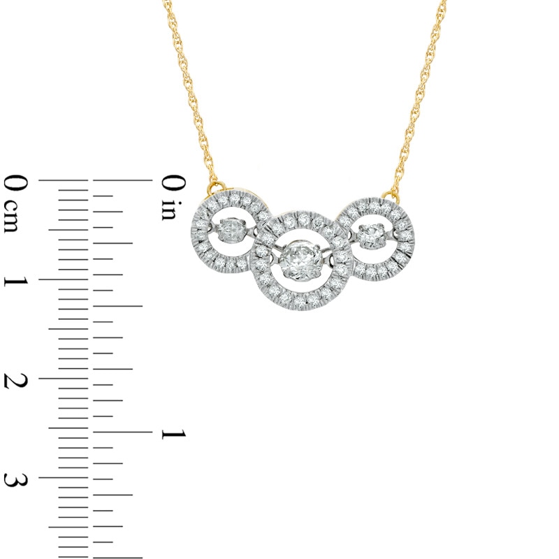 Previously Owned - 7/8 CT. T.W. Diamond Three Stone Frame Necklace in 10K Gold