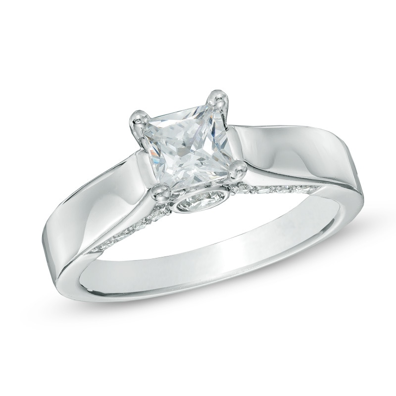 Previously Owned - 1 CT. T.W. Princess-Cut Diamond  Engagement Ring in 14K White Gold