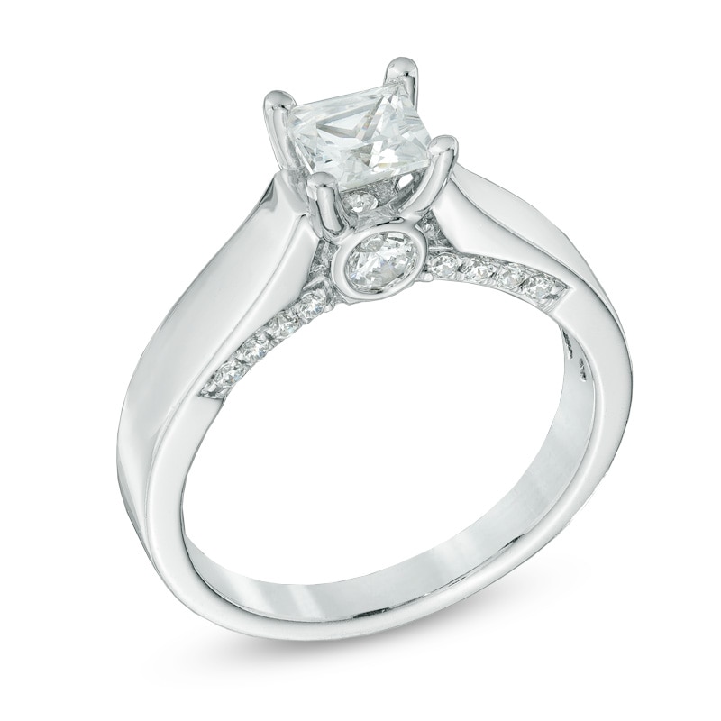 Previously Owned - 1 CT. T.W. Princess-Cut Diamond  Engagement Ring in 14K White Gold