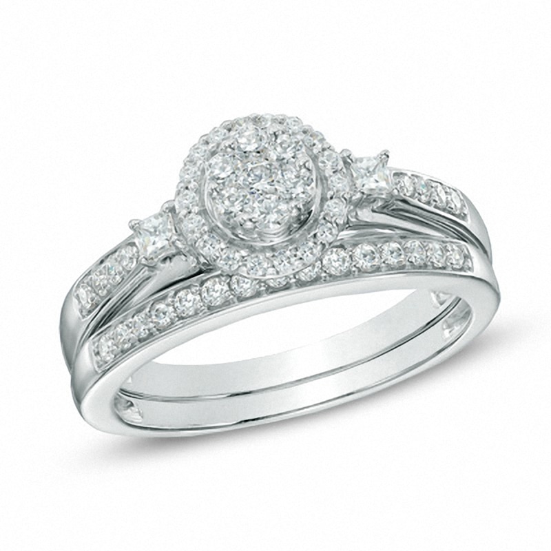 Main Image 1 of Previously Owned - 1/2 CT. T.W. Composite Diamond Bridal Set in 10K White Gold