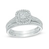 Thumbnail Image 1 of Previously Owned - 1/3 CT. T.W. Composite Diamond Double Square Frame Vintage-Style Bridal Set in 10K White Gold
