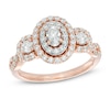 Thumbnail Image 0 of Previously Owned - 1 CT. T.W. Oval Diamond Frame Past Present Future® Engagement Ring in 14K Rose Gold