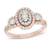 Thumbnail Image 1 of Previously Owned - 1 CT. T.W. Oval Diamond Frame Past Present Future® Engagement Ring in 14K Rose Gold