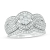Thumbnail Image 0 of Previously Owned - 3/4 CT. T.W. Diamond Composite Crossover Bridal Set in 10K White Gold