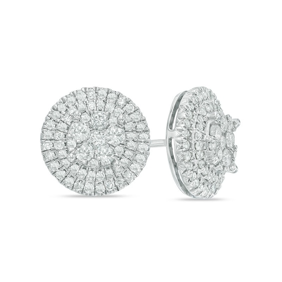Previously Owned - 1 CT. T.W. Composite Diamond Frame Stud Earrings in 10K White Gold Previously Owned - 1 CT. T.W. Composite Diamond Frame Stud Earrings in 10K White Gold