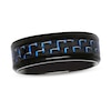 Thumbnail Image 0 of Previously Owned - Men's 8.0mm Comfort-Fit Blue Carbon Fiber Inlay Wedding Band in Black IP Stainless Steel