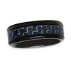 Thumbnail Image 1 of Previously Owned - 8.0mm Comfort-Fit Blue Carbon Fiber Inlay Wedding Band in Black IP Stainless Steel