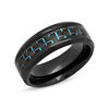 Thumbnail Image 1 of Previously Owned - Men's 8.0mm Comfort-Fit Blue Carbon Fiber Inlay Wedding Band in Black IP Stainless Steel