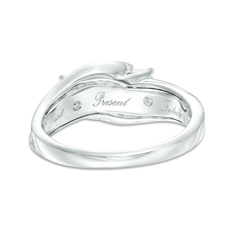 Main Image 3 of Previously Owned - 1/4 CT. T.W. Diamond Past Present Future® Bypass Engagement Ring in 10K White Gold