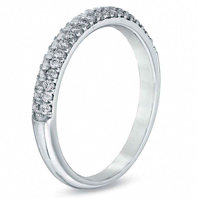 Previously Owned - Vera Wang Love Collection 3/8 CT. T.W. Diamond Two Row Anniversary Band in 14K White Gold