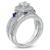 Thumbnail Image 3 of Previously Owned - Vera Wang Love Collection 1-1/5 CT. T.W. Diamond and Sapphire Frame Bridal Set in 14K White Gold
