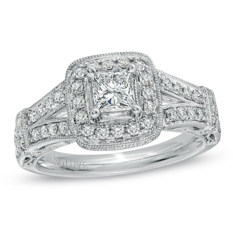 Main Image 1 of Previously Owned - Vera Wang Love Collection 1 CT. T.W. Princess-Cut Diamond Ring in 14K White Gold