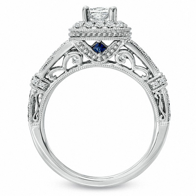 Main Image 3 of Previously Owned - Vera Wang Love Collection 1 CT. T.W. Princess-Cut Diamond Ring in 14K White Gold