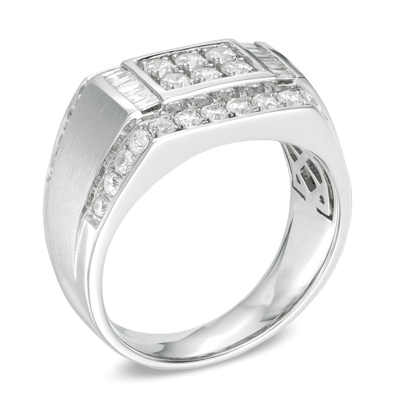 Main Image 2 of Previously Owned - 1-3/8 CT. T.W. Diamond Rectangular Signet Ring in 10K White Gold