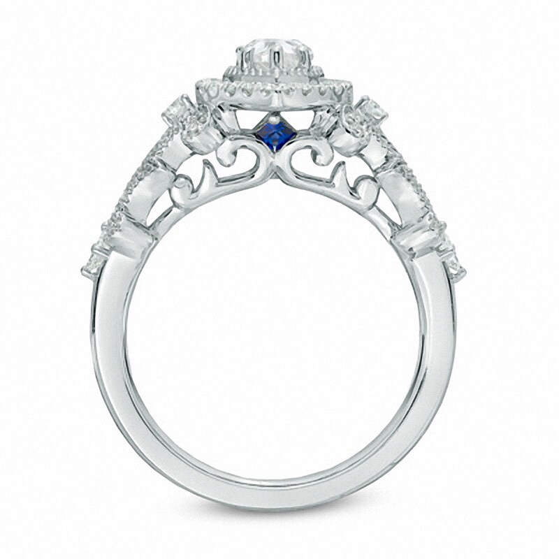 Main Image 3 of Previously Owned - Vera Wang Love Collection 1 CT. T.W. Pear-Shaped Diamond Frame Engagement Ring in 14K White Gold