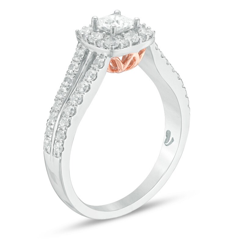Main Image 2 of Previously Owned - Love's Destiny by Peoples 1 CT. T.W. Princess-Cut Diamond Engagement Ring in 14K Two-Tone Gold