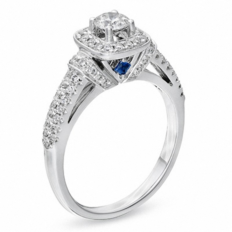 Main Image 3 of Previously Owned - Vera Wang Love Collection 3/4 CT. T.W. Diamond Frame Engagement Ring in 14K White Gold