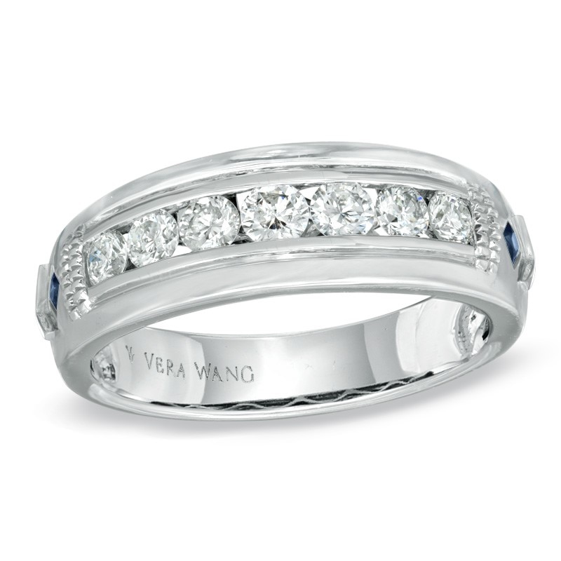 Main Image 1 of Previously Owned - Vera Wang Men's 3/4 CT. T.W. Diamond Wedding Band in 14K White Gold