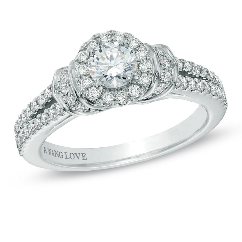 Previously Owned - Vera Wang Love Collection 3/4 CT. T.W. Diamond Collar Engagement Ring in 14K White Gold