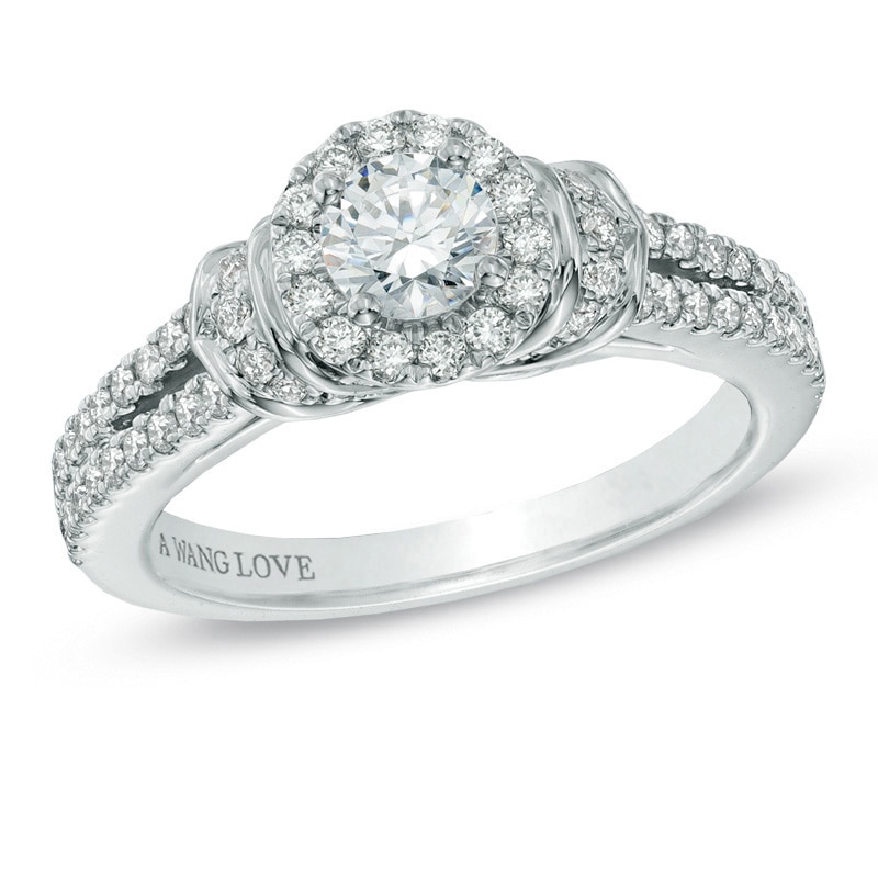 Main Image 1 of Previously Owned - Vera Wang Love Collection 3/4 CT. T.W. Diamond Collar Engagement Ring in 14K White Gold