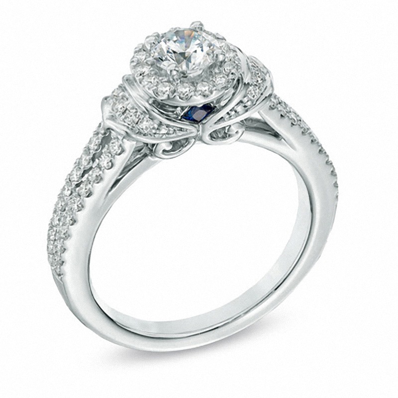 Main Image 2 of Previously Owned - Vera Wang Love Collection 3/4 CT. T.W. Diamond Collar Engagement Ring in 14K White Gold