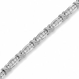 Previously Owned - 2 CT. T.W. Diamond Fashion "X" Bracelet in 10K White Gold