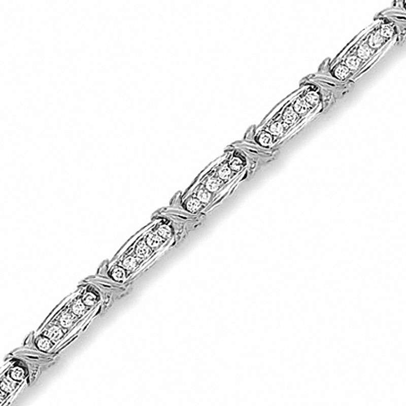 Main Image 1 of Previously Owned - 2 CT. T.W. Diamond Fashion "X" Bracelet in 10K White Gold