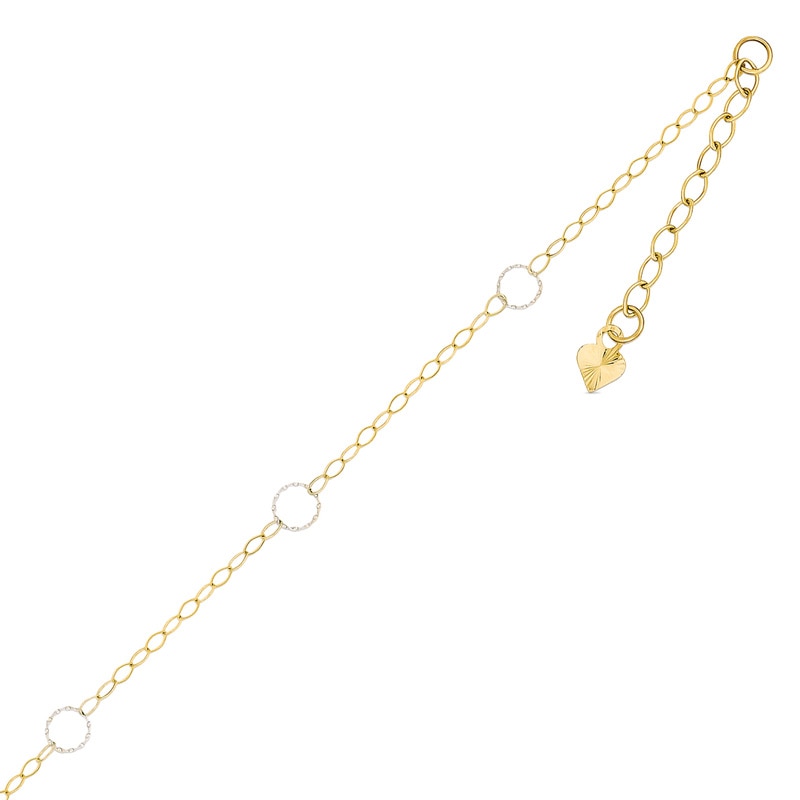 Previously Owned - Circle Link Anklet in 14K Two-Tone Gold - 10"