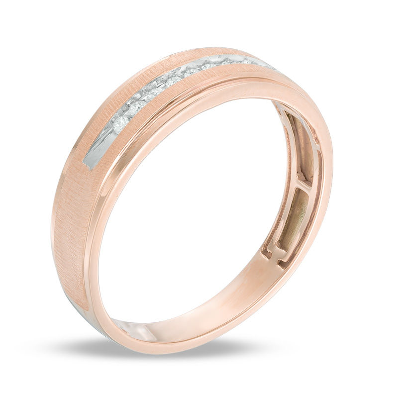 Previously Owned - Men's 1/10 CT. T.W. Diamond Wedding Band in 10K Rose Gold