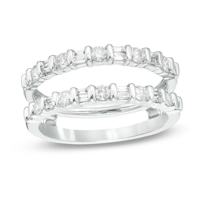 Previously Owned - 1/2 CT. T.W. Baguette and Round Diamond Enhancer in 14K White Gold