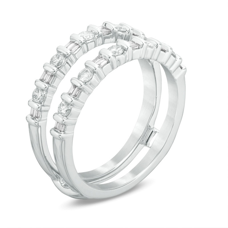 Previously Owned - 1/2 CT. T.W. Baguette and Round Diamond Enhancer in 14K White Gold